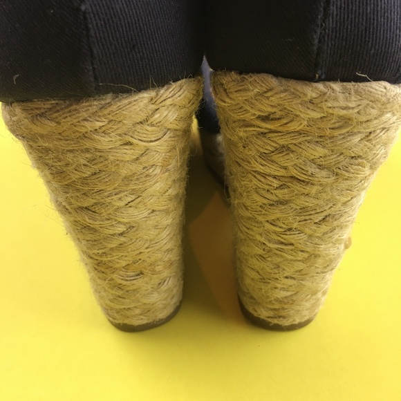 Candie's Casey Crochet Espadrille Wedge in Navy - Picture 5 of 7